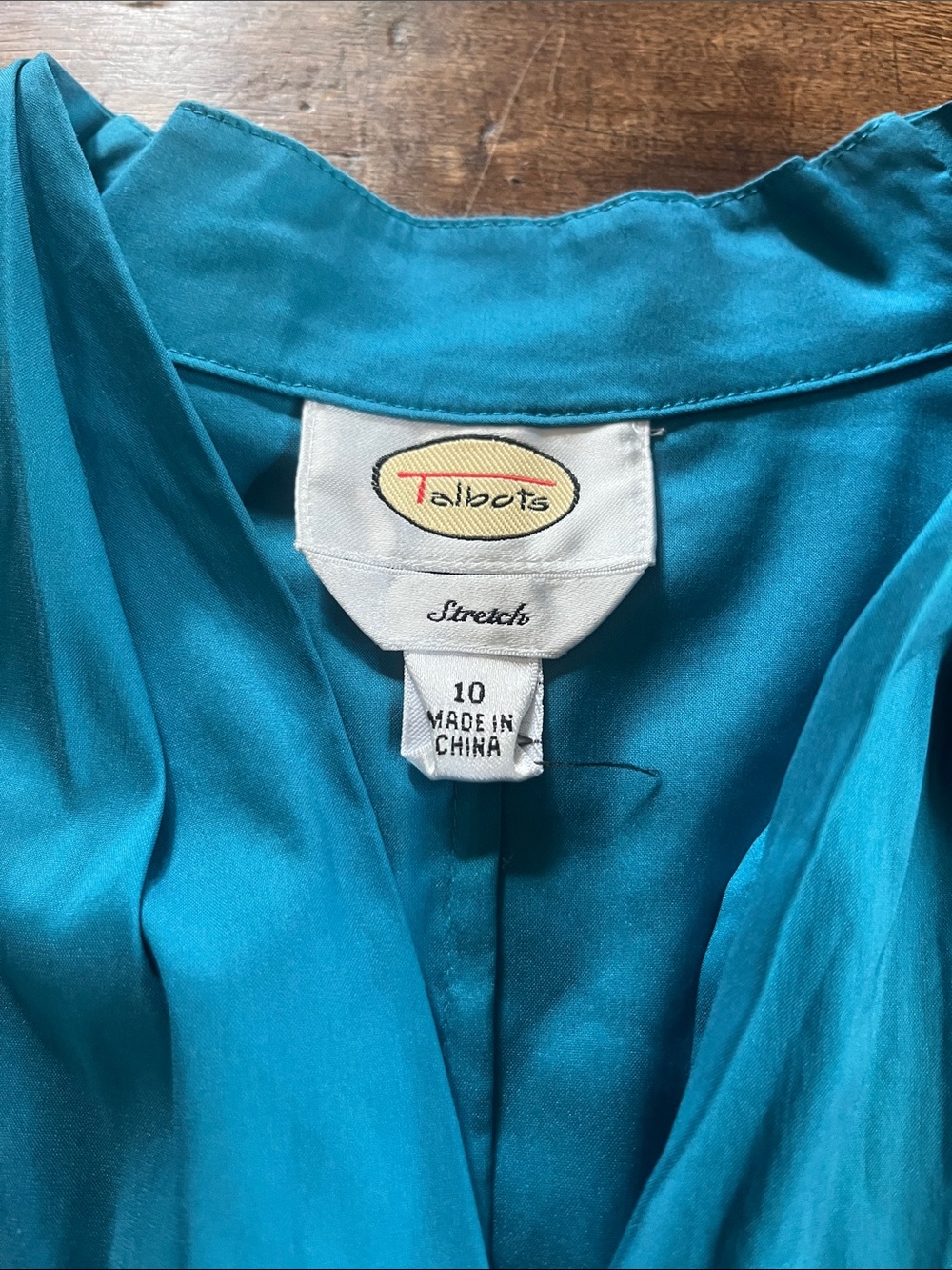 Talbots Teal Button-Front Blouse - Picture 2 of 4